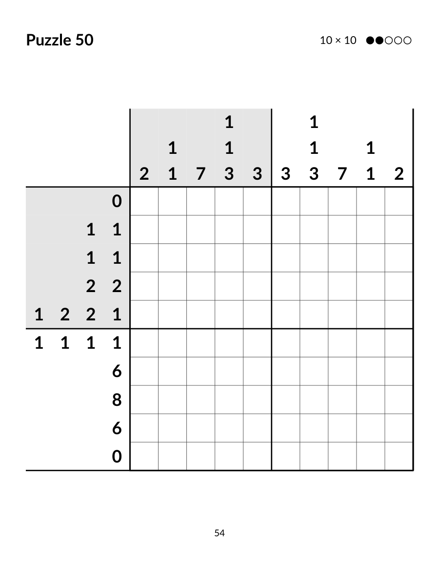 Sample page: puzzle 50 from Volume 1