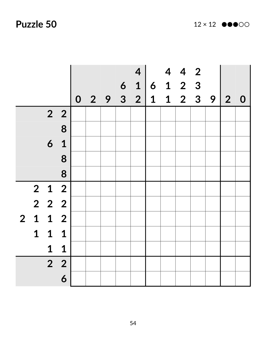 Sample page: puzzle 50 from Volume 2