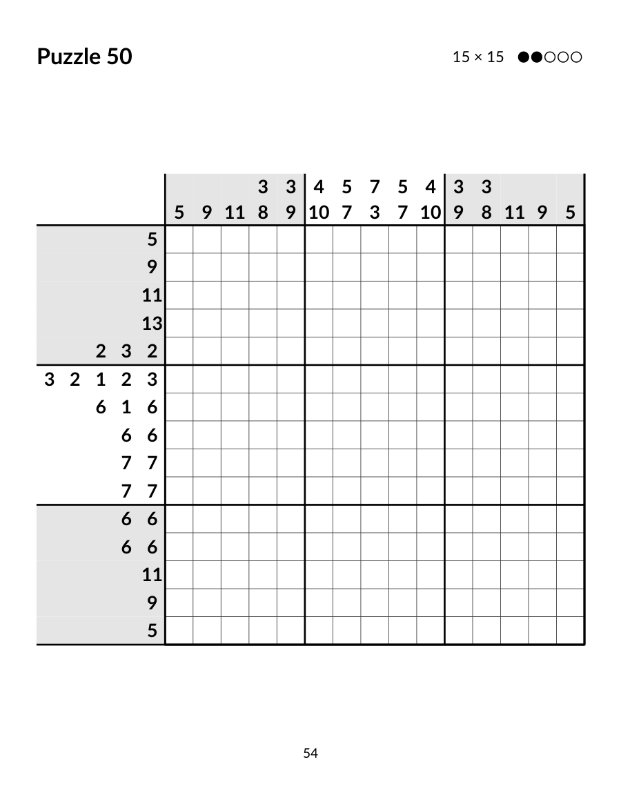 Sample page: puzzle 50 from Volume 3