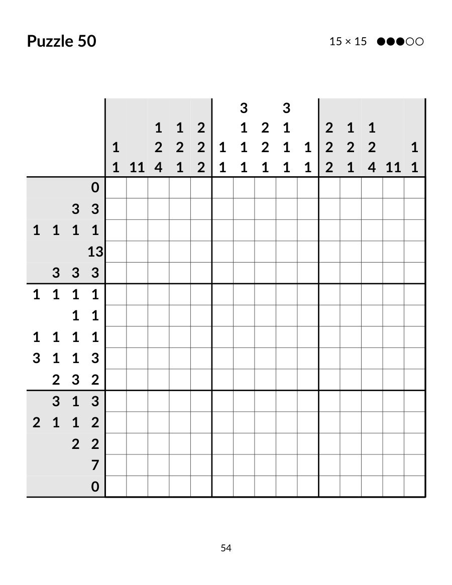 Sample page: puzzle 50 from Volume 4