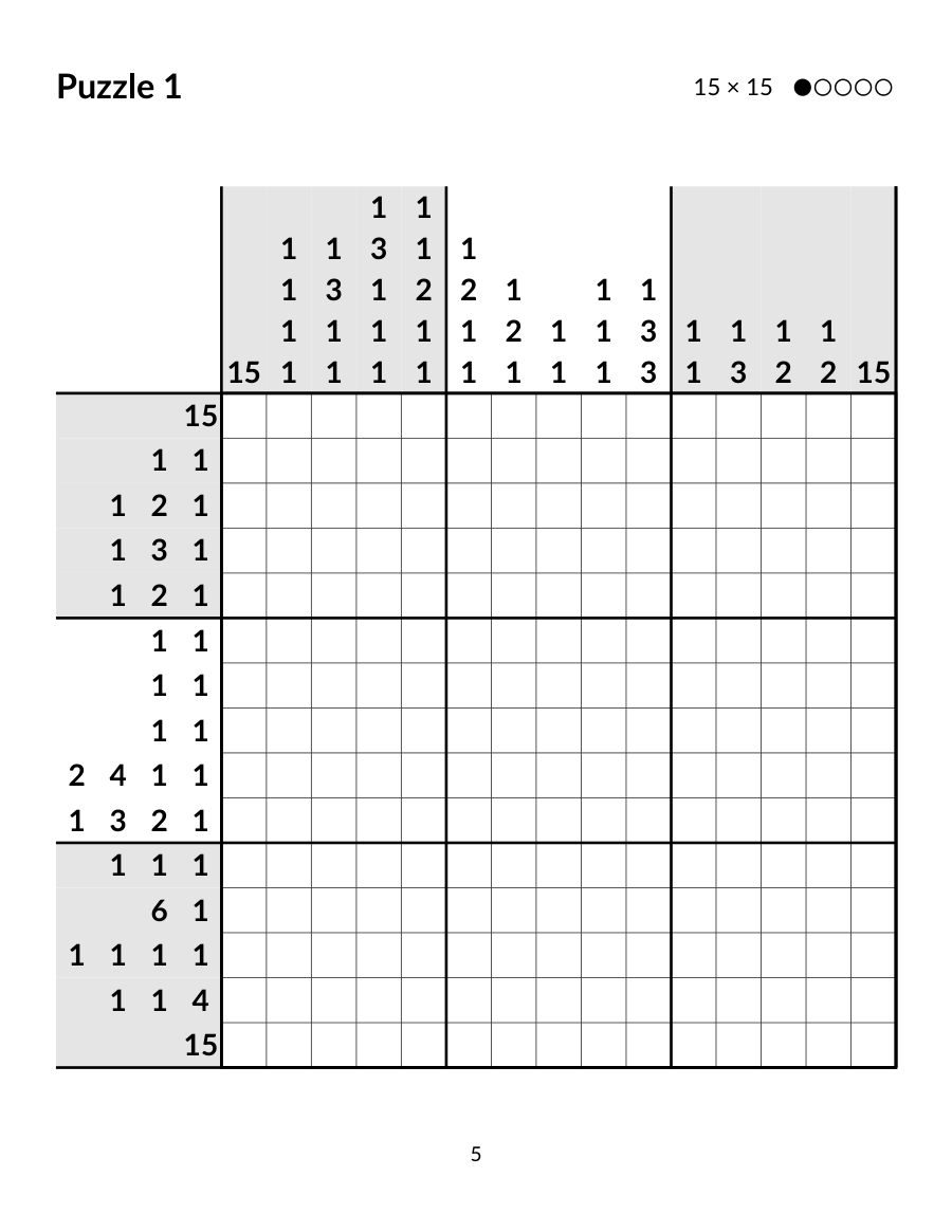 Sample page: puzzle 1 from Volume 5