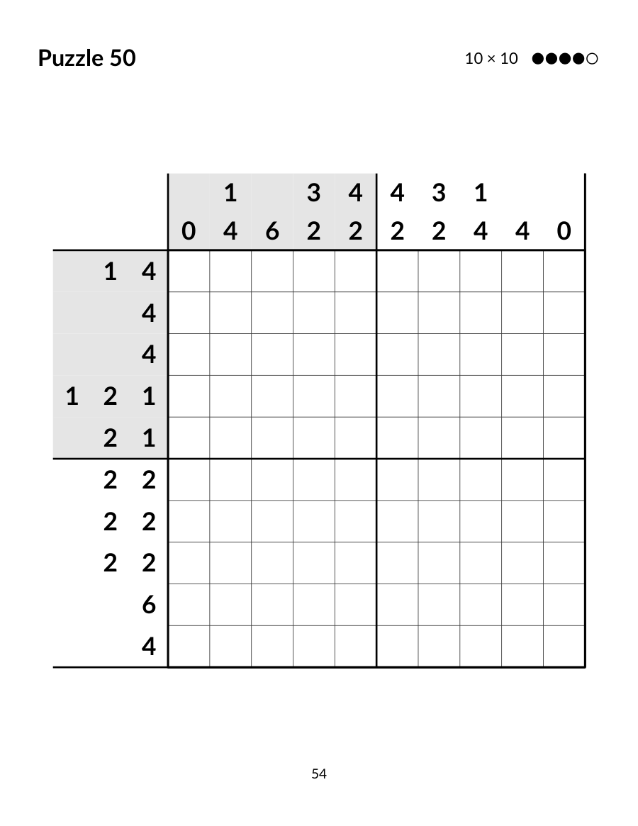 Sample page: puzzle 50 from Volume 5